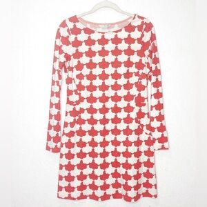 Boden Mia Tunic 3/4 Sleeve Mini Dress Red Orange White Dress Size 6R